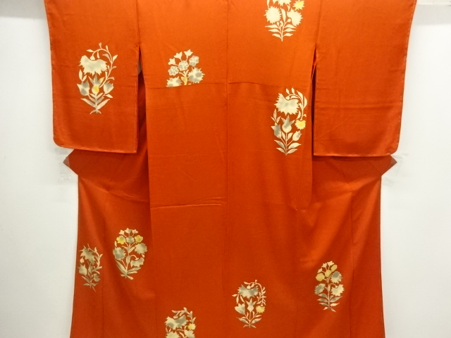 JAPANESE KIMONO / ANTIQUE KIMONO / SILK / KINSHA / FLORAL PLANTS
